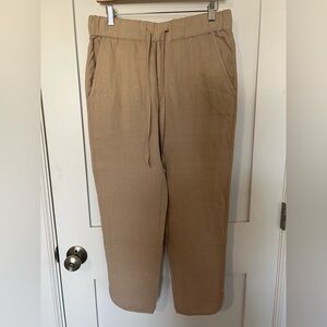 Caslon 100% Linen Tan Drawstring Pants - Small
